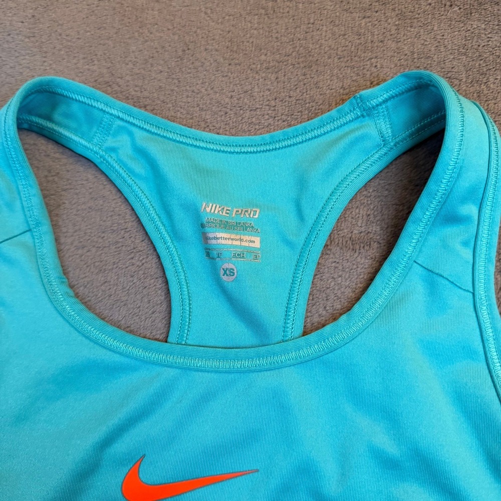Nike Pro Dri Fit Sports Bra Womens X-Small Blue Racerback Compression